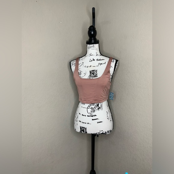 #83 NWT Free People Be Cool Brami Crop Top In Pink Clay Size Medium - Picture 2 of 4